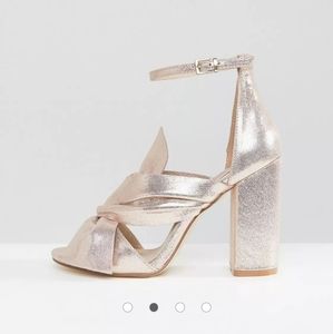 Miss Selfridge Metallic Bow Front Heeled Sandal
